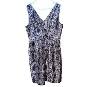 Banana Republic Womens Silk Sleeveless Black & Gray Print Dress Size 14